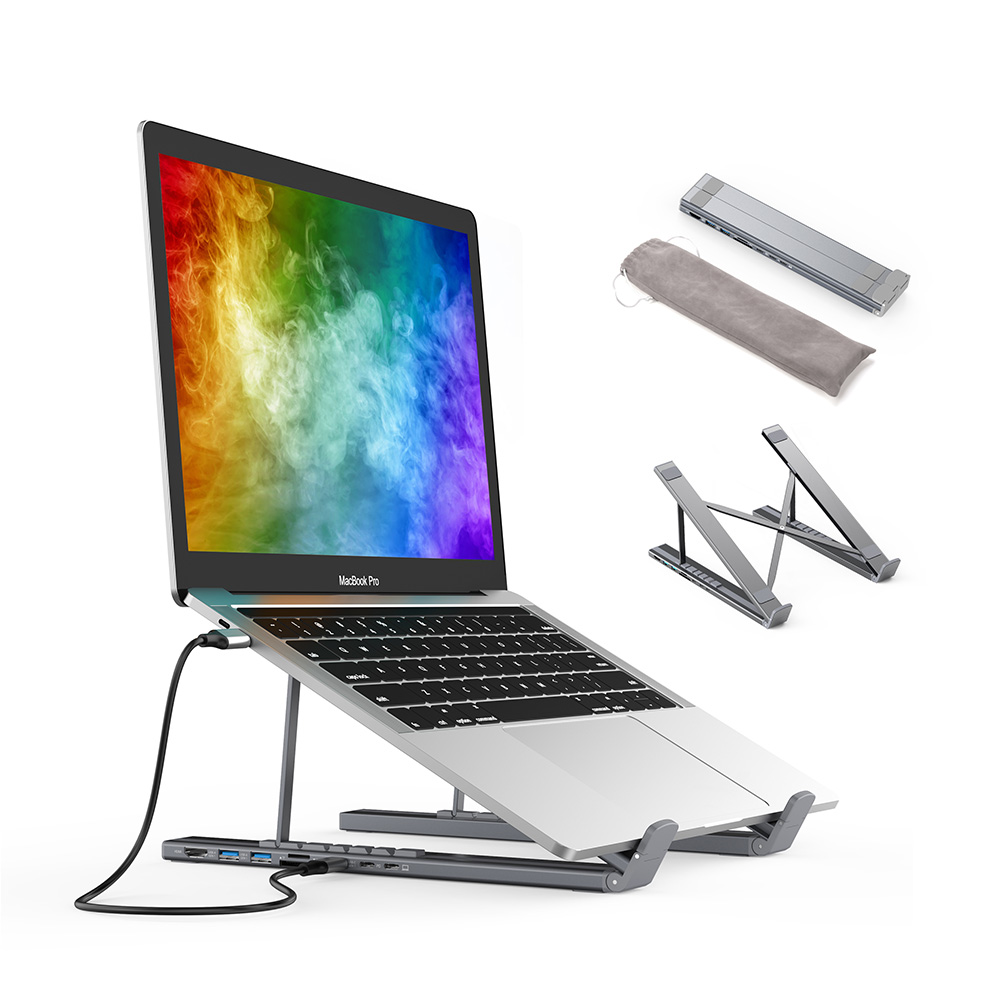 초텍 7in1 멀티허브 USB 3.1 노트북 거치대 휴대용 접이식 HUB-M48 - 상세 이미지 2