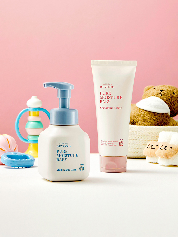 비욘드 퓨어 모이스처 베이비 스무딩 로션 200 mL & 퓨어 모이스처 마일드 버블 워시 350 mL 2종구성