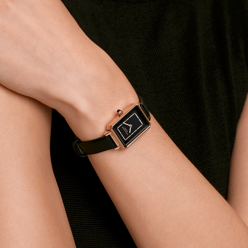 롤라로즈 Ms Lola 로즈골드 블랙 오닉스 여자가죽시계 LR2133