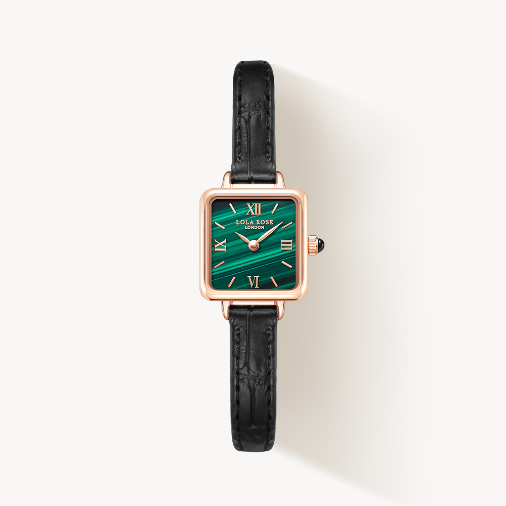 롤라로즈 Cube 말라카이트 여성가죽시계 LR2228