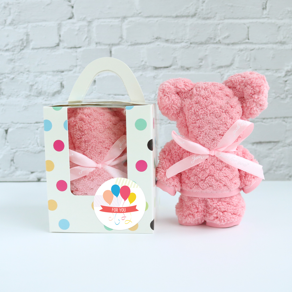 니즈엘 고리 수건 곰 타올(소) 30x30 어린이집 생일 행사 답례품 도트창 손잡이 - 상품 이미지
