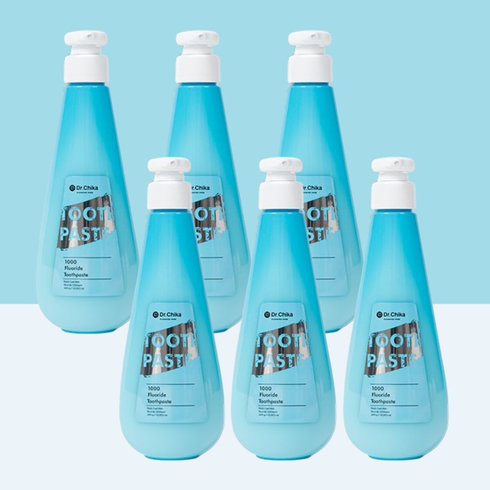 닥터치카 고불소 펌핑치약 히말라야 핑크솔트 불소함유 1000 펌프 대용량 285g, 6개 - 상품 이미지