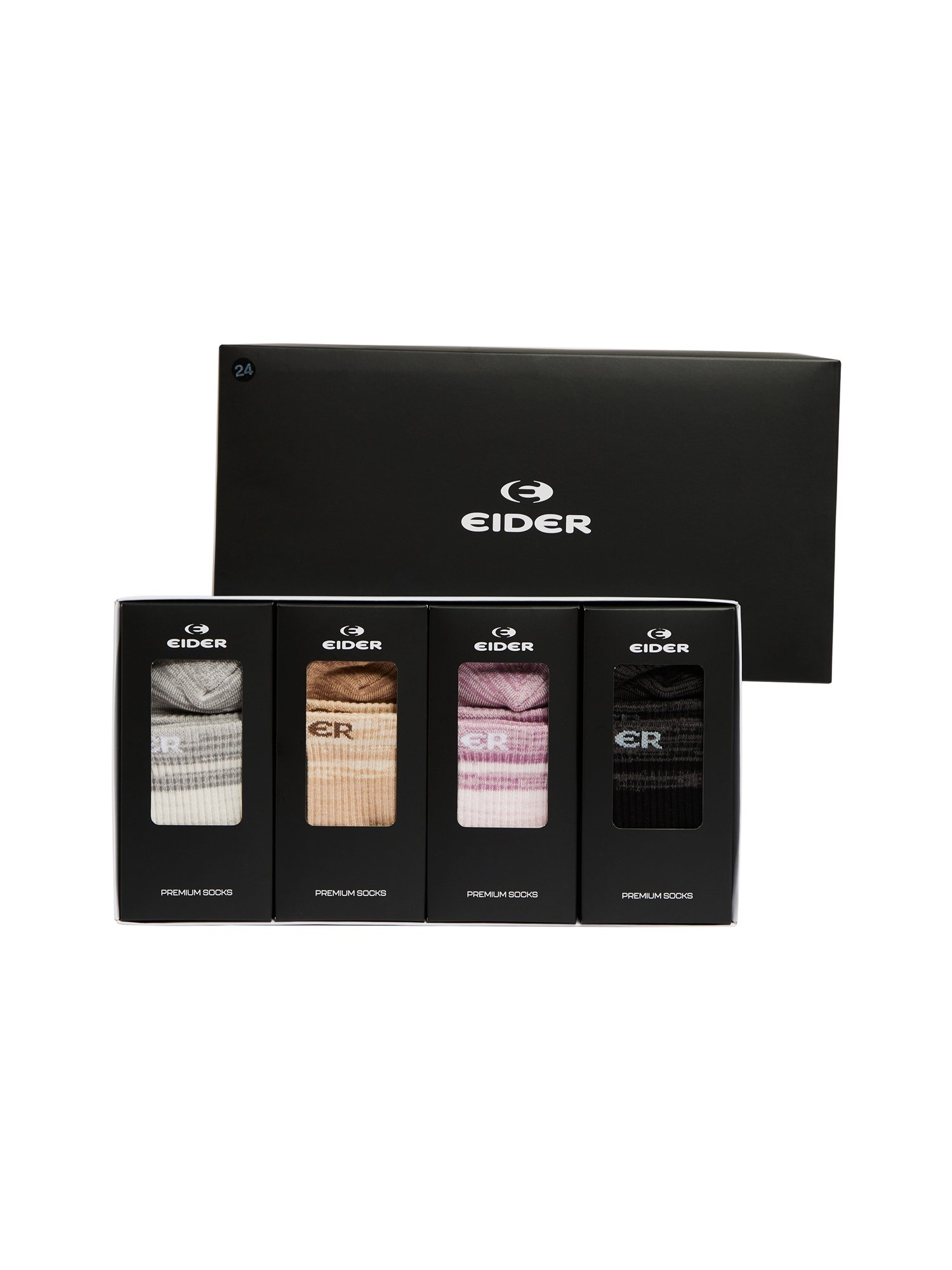 아이더 POP 하이킹 단목 양말 4SET (White, Black) 등산양말 선물세트