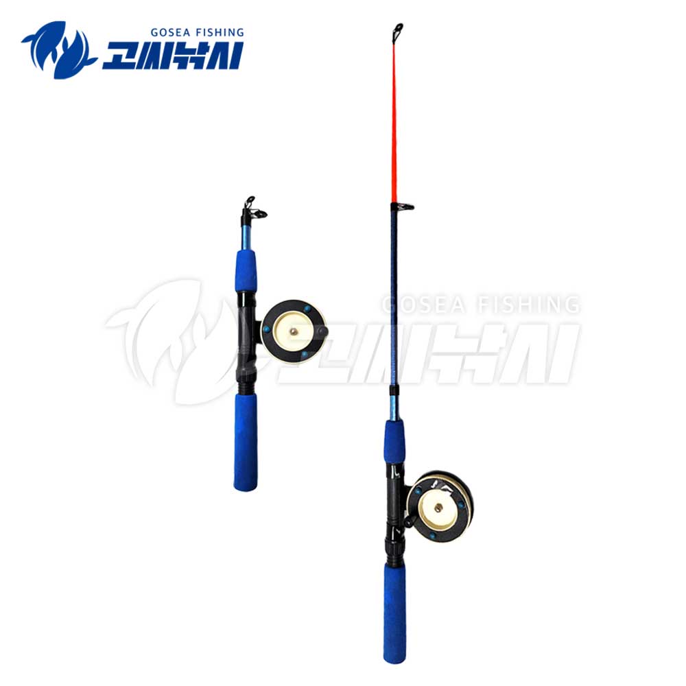 고씨낚시 XING 얼음낚시대 세트 빙어낚시대 산천어 송어 채비 미니 블루