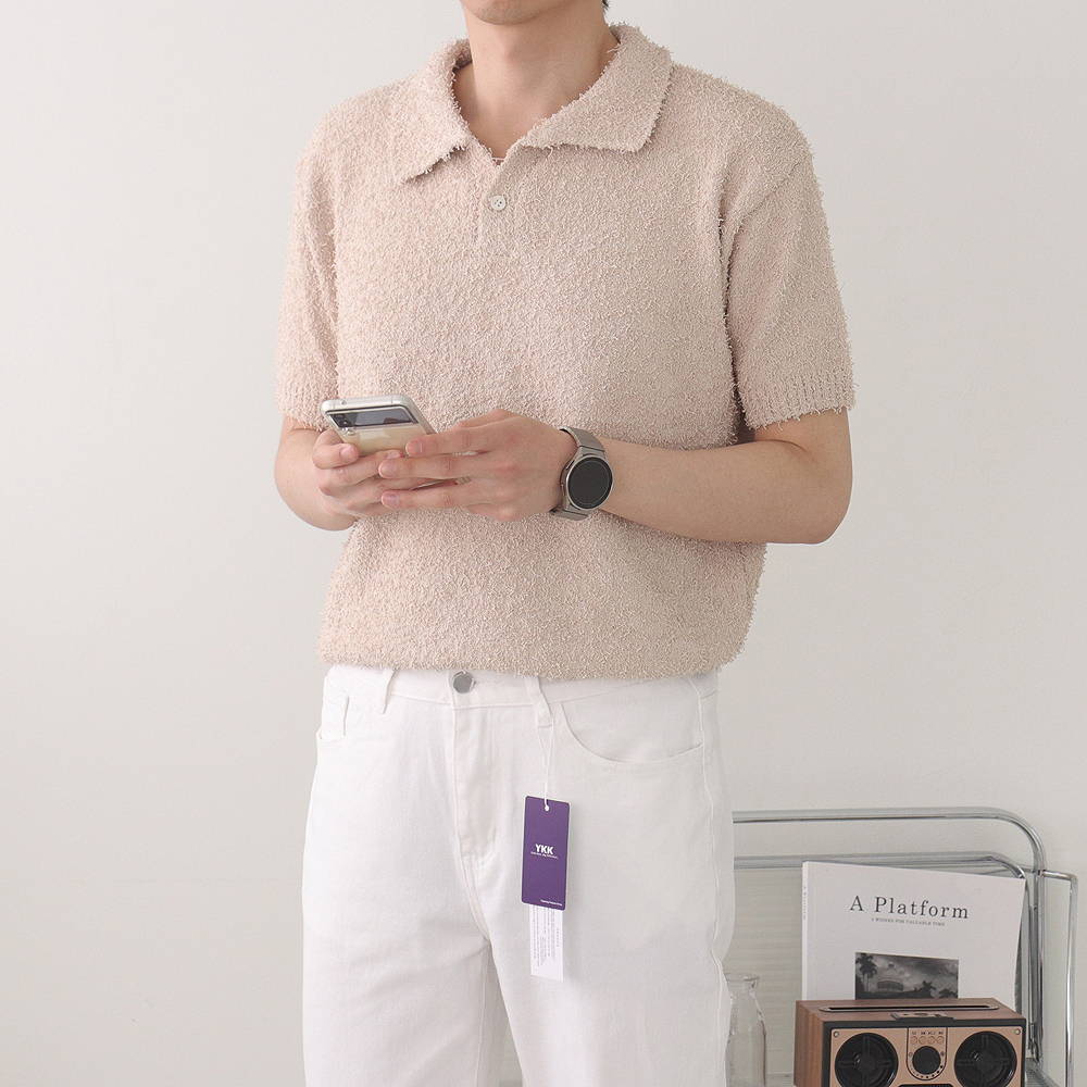 남자반팔티 헨리넥 카라 구김없는 머슬핏반팔 이미지 4
