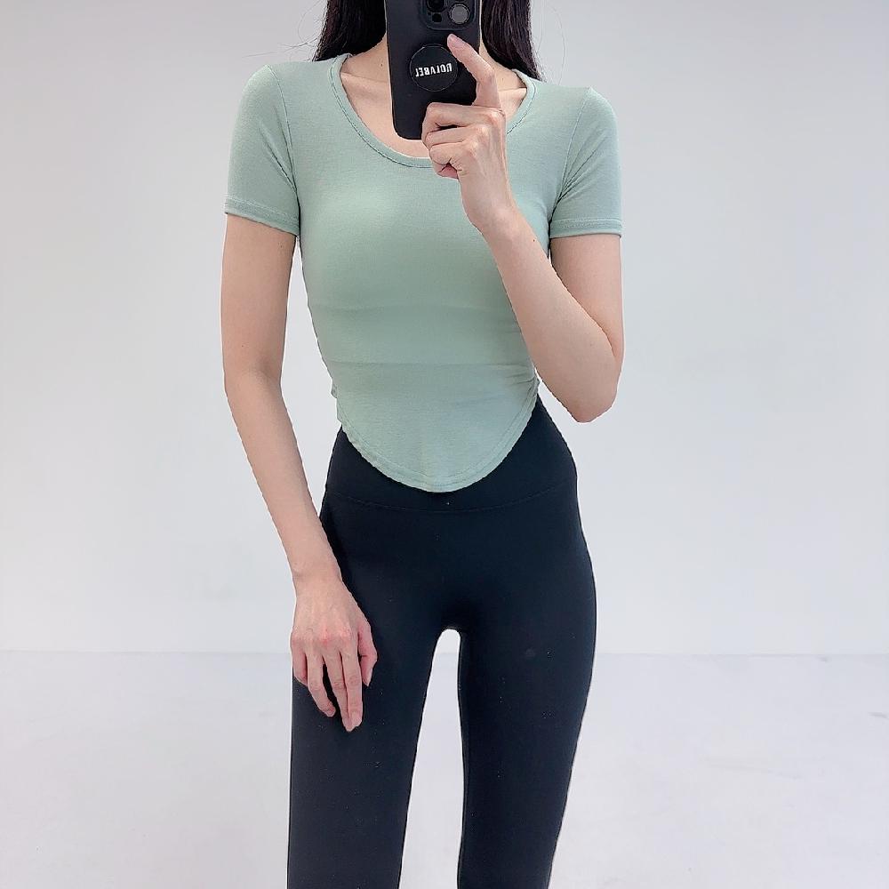 로라벨 하티 필라테스복 여성 요가복 필라테스 요가 상의 커버업 운동복 티셔츠 반팔 크롭 - 상세 이미지 5