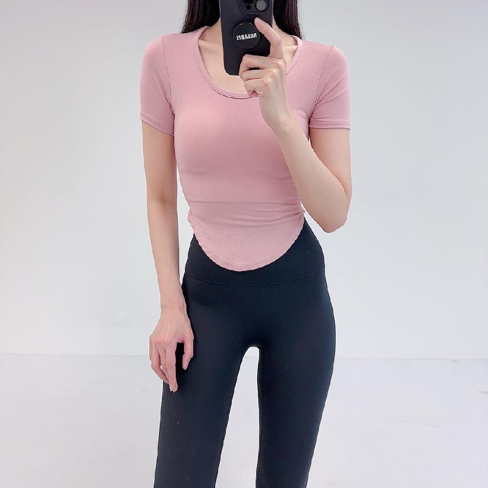 로라벨 하티 필라테스복 여성 요가복 필라테스 요가 상의 커버업 운동복 티셔츠 반팔 크롭 - 상세 이미지 3