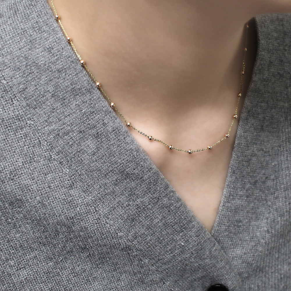 14k초커목걸이 14케이 18k 여자 명품 심플 데일리 볼 금 목걸이 - 상세 이미지 5