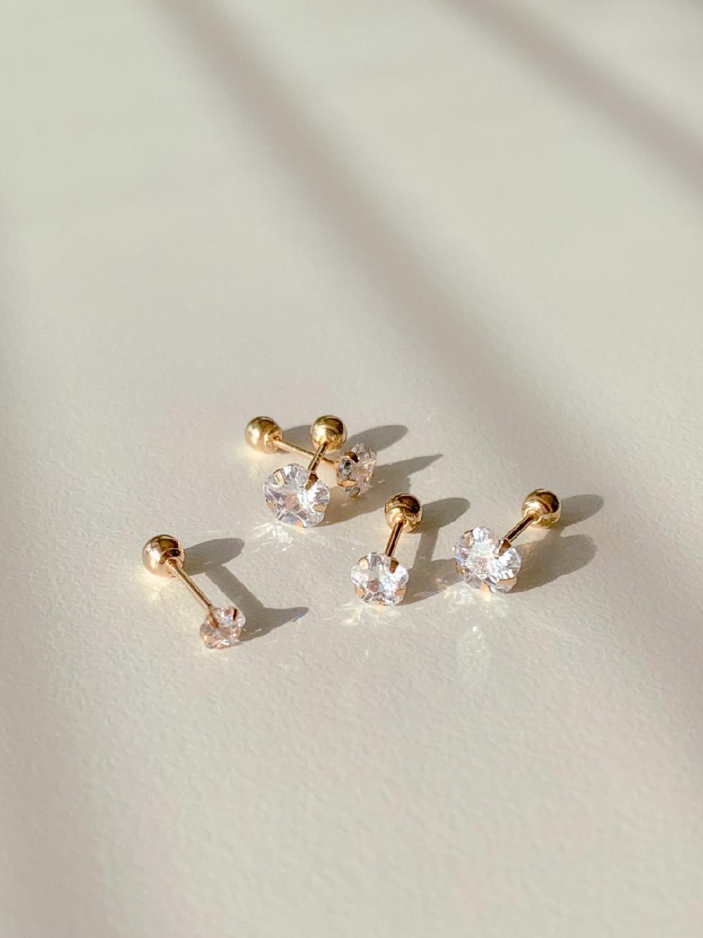 14k 플라워 큐빅 피어싱 3mm 4mm 5mm 꽃모양 데일리 귀걸이피어싱 이미지 6
