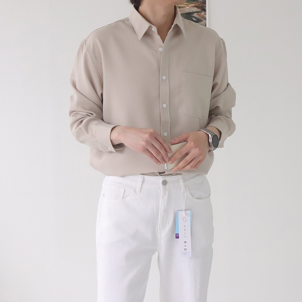 남자 셔츠 구김없는 정장 와이 셔츠 남자남방 이미지 6