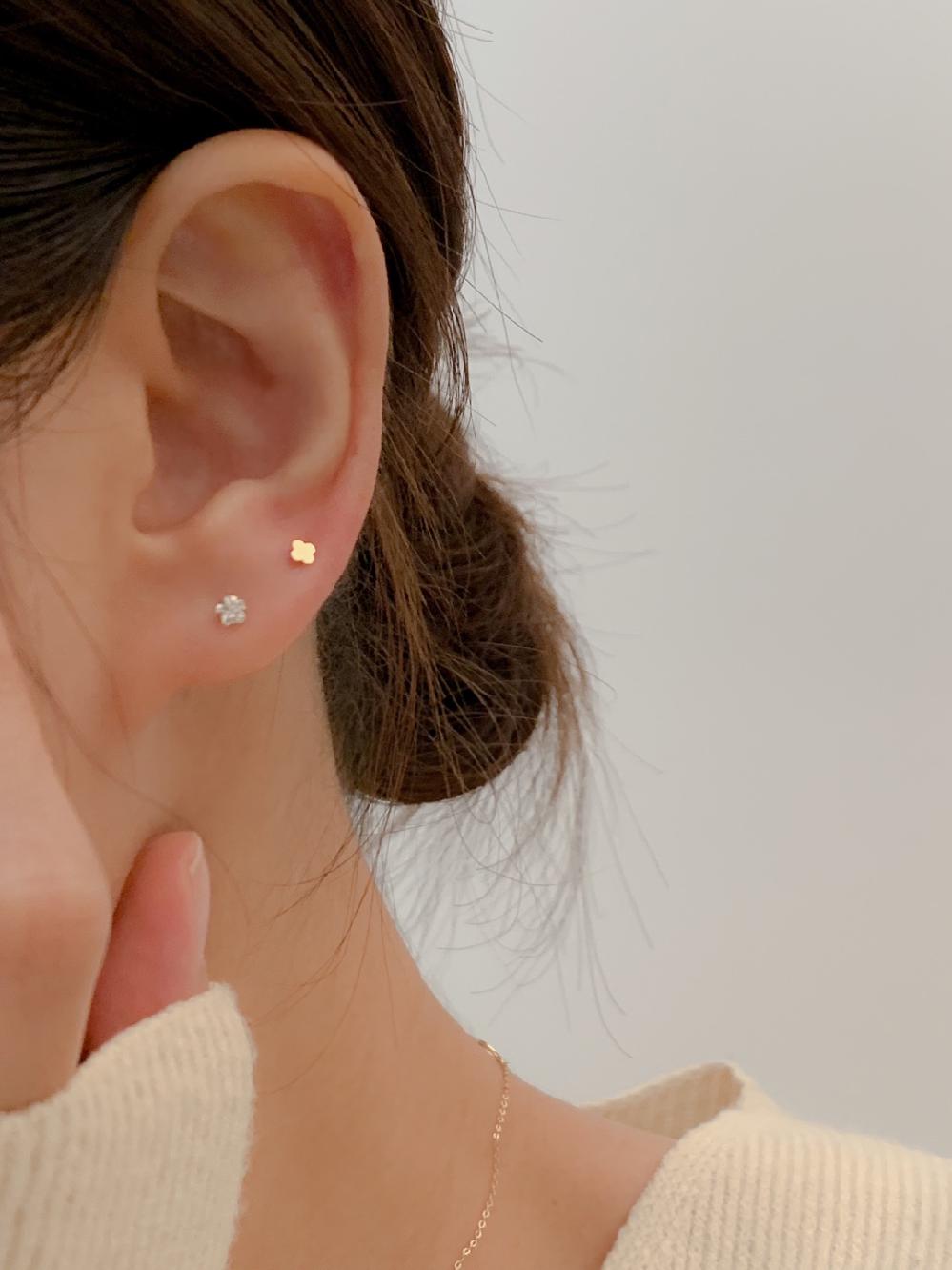 14k 큐빅 플라워 꽃 귀걸이 3mm 4mm 5mm 데일리 기본 미니 심플 골드 - 상세 이미지 4