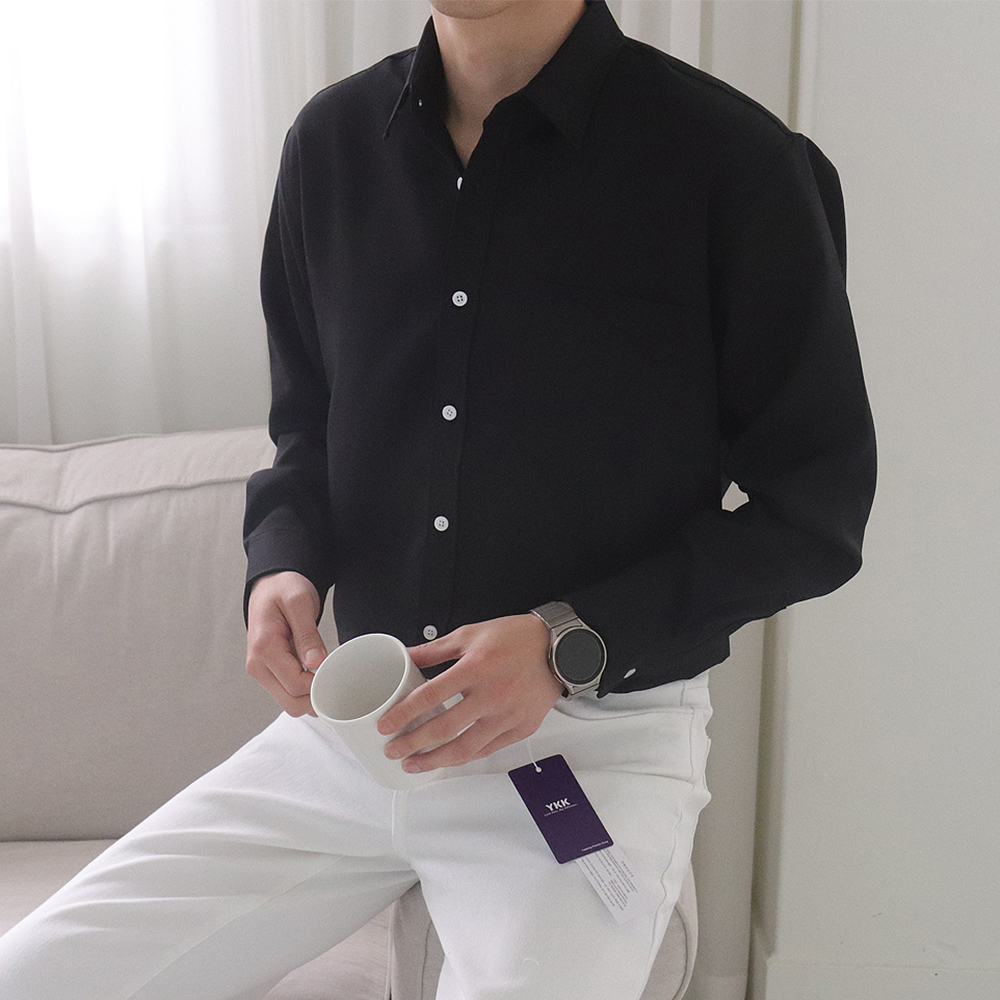 1+1 남자셔츠 커플남방 링클프리 오버핏셔츠 이미지 4