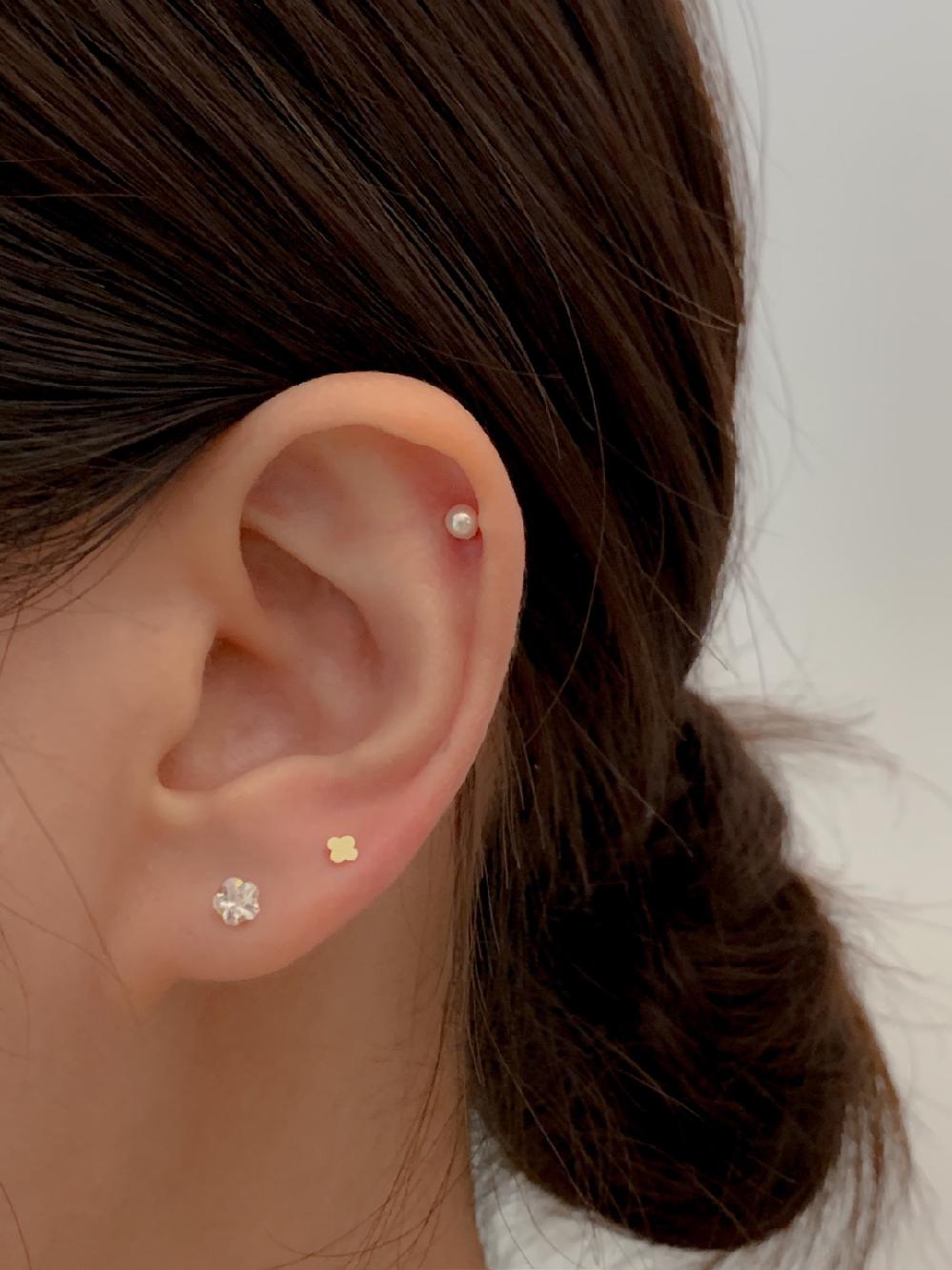 14k 플라워 큐빅 피어싱 3mm 4mm 5mm 꽃모양 데일리 귀걸이피어싱 - 상세 이미지 3