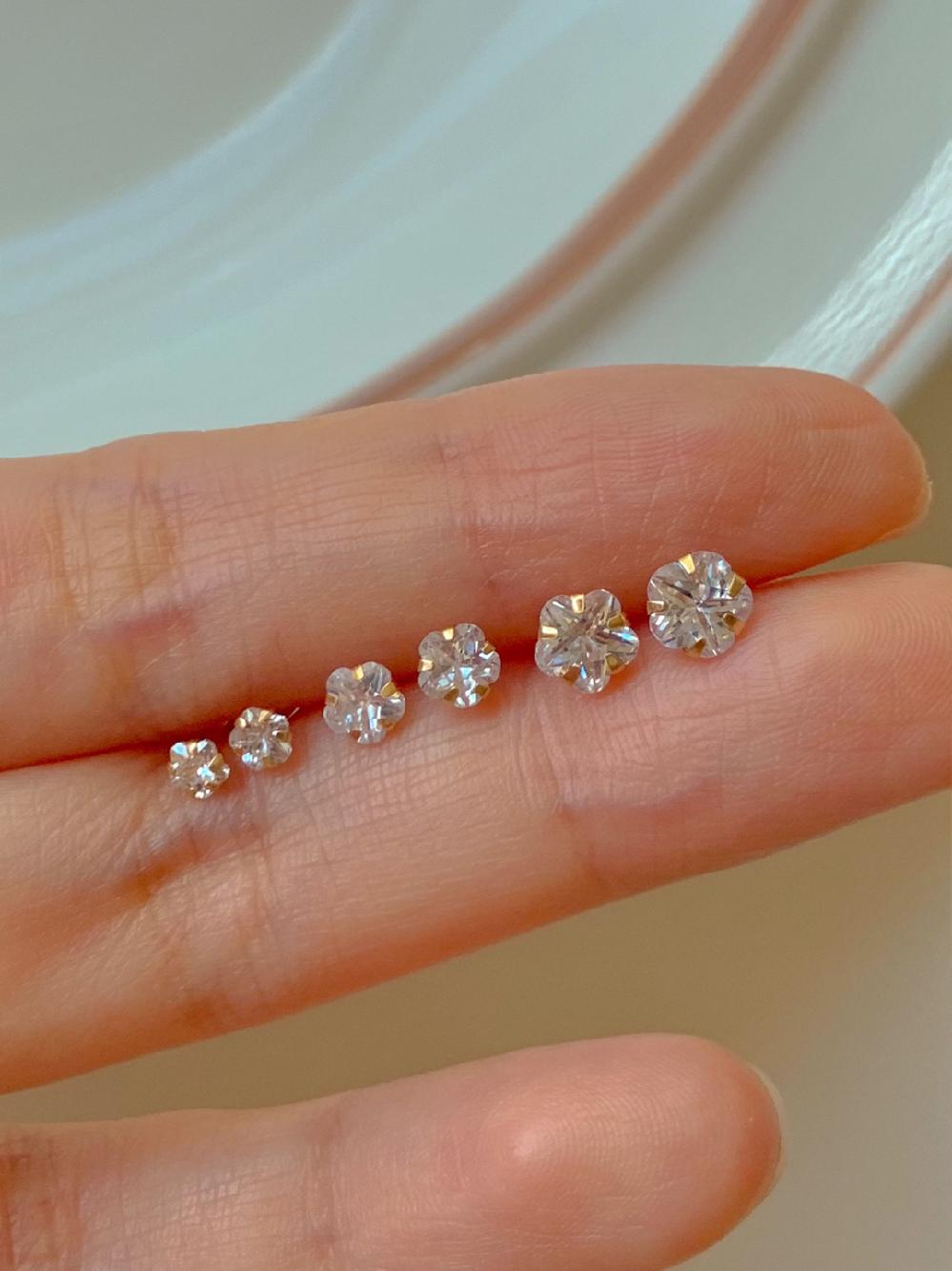 14k 큐빅 플라워 꽃 귀걸이 3mm 4mm 5mm 데일리 기본 미니 심플 골드 - 상세 이미지 5
