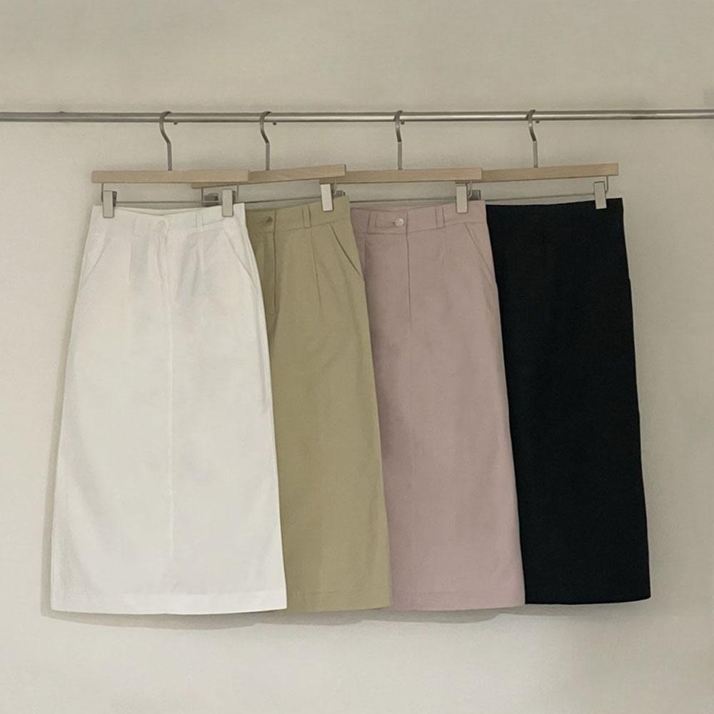 (무료배송) 오버무드 여성 봄신상 h라인 코튼 롱 뒷트임 면 스커트 치마 4color - 상세 이미지 2