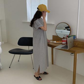 (S/S 재진행)오버무드 여성 루즈핏 여름 빅사이즈 무지 반팔 코튼 면 맥시 롱 원피스 3color