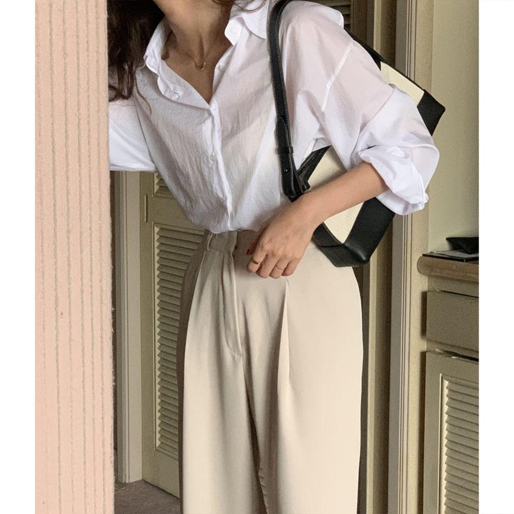 (원단 강추!!) 오버무드 여성 여름 긴팔 루즈핏 시스루 썸머 얇은 컬러 셔츠 블라우스 7color - 상세 이미지 4