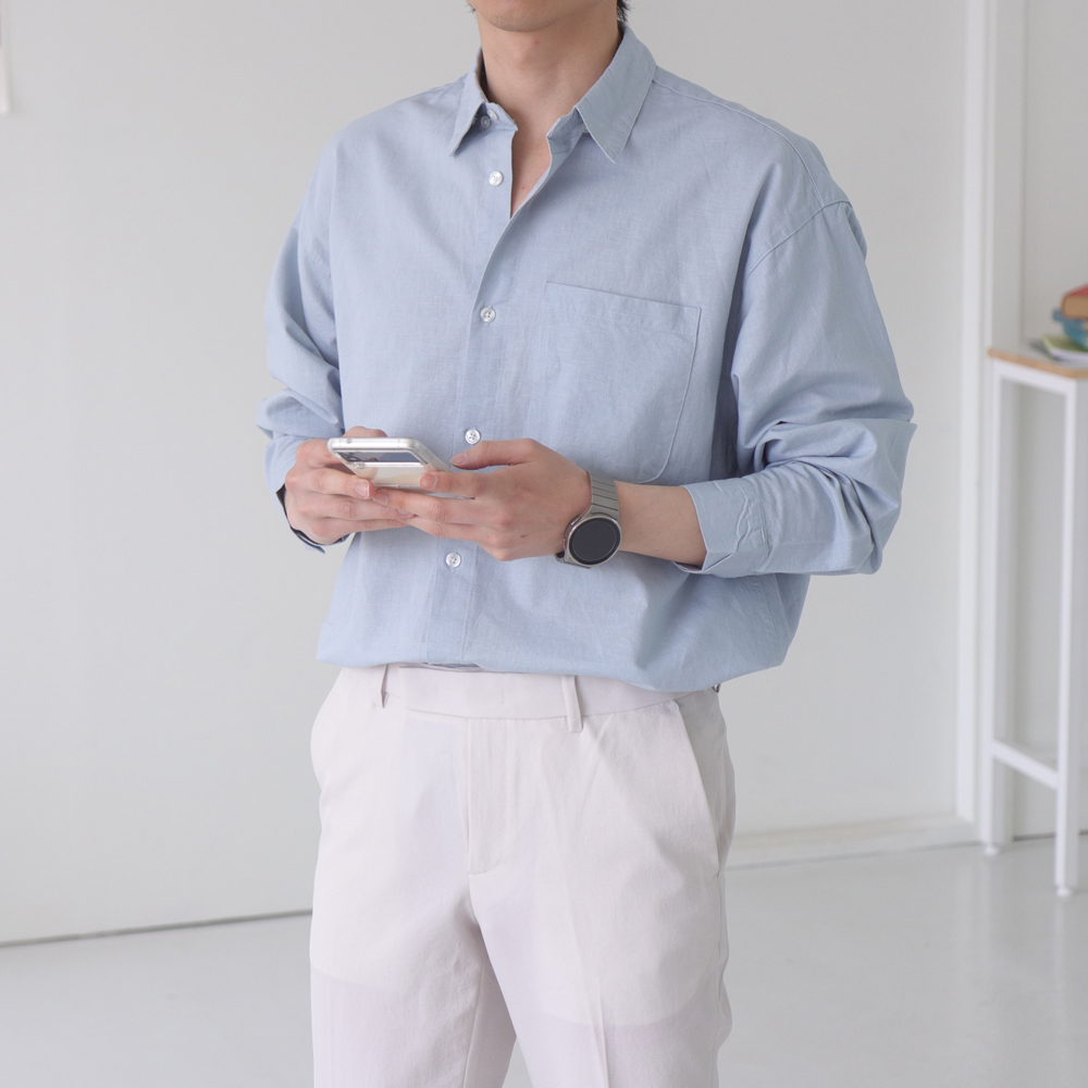 남자셔츠 오버핏 여름 쿨남방 남자린넨셔츠 - 상세 이미지 3