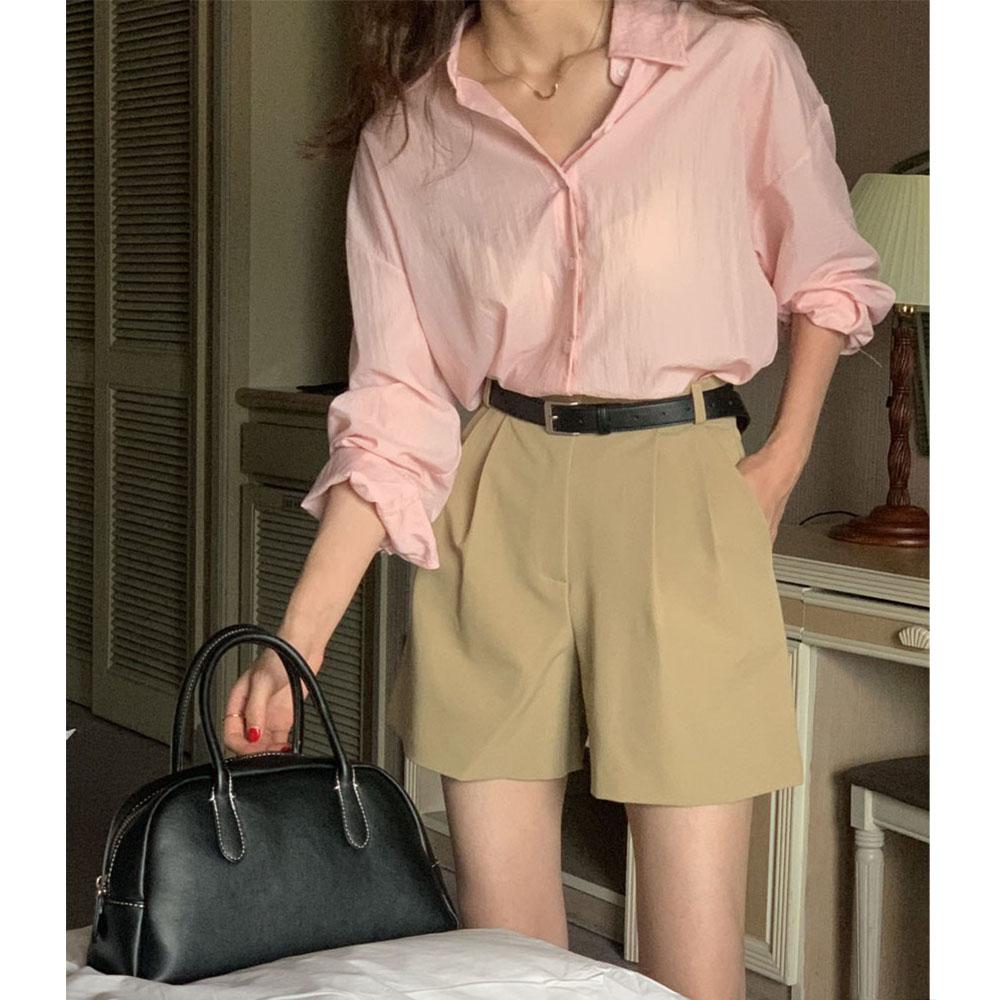 (원단 강추!!) 오버무드 여성 여름 긴팔 루즈핏 시스루 썸머 얇은 컬러 셔츠 블라우스 7color - 상세 이미지 2