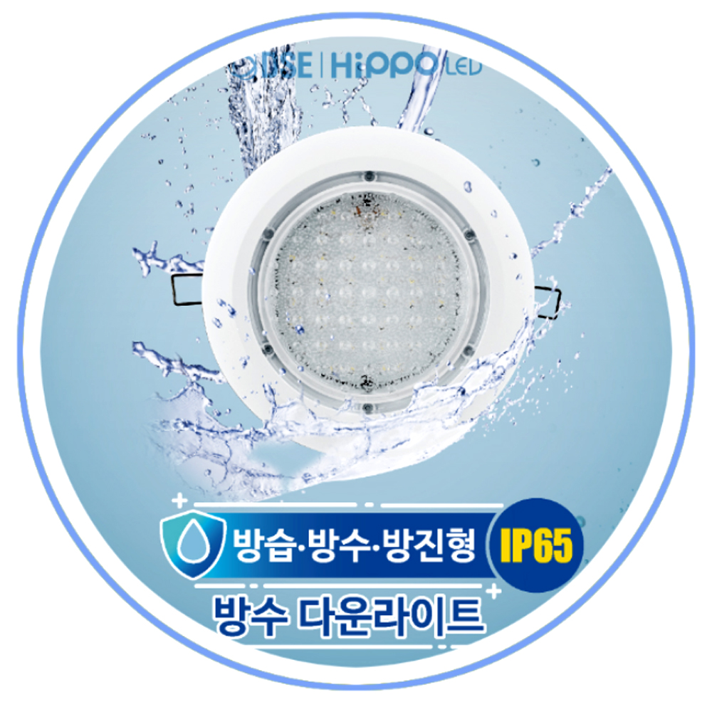 국산 방수 방습 LED 매입등 욕실 IP65 다운라이트 200mm(6인치) 10W 15W 30W 사우나 목욕탕 히포 - 상세 이미지 3