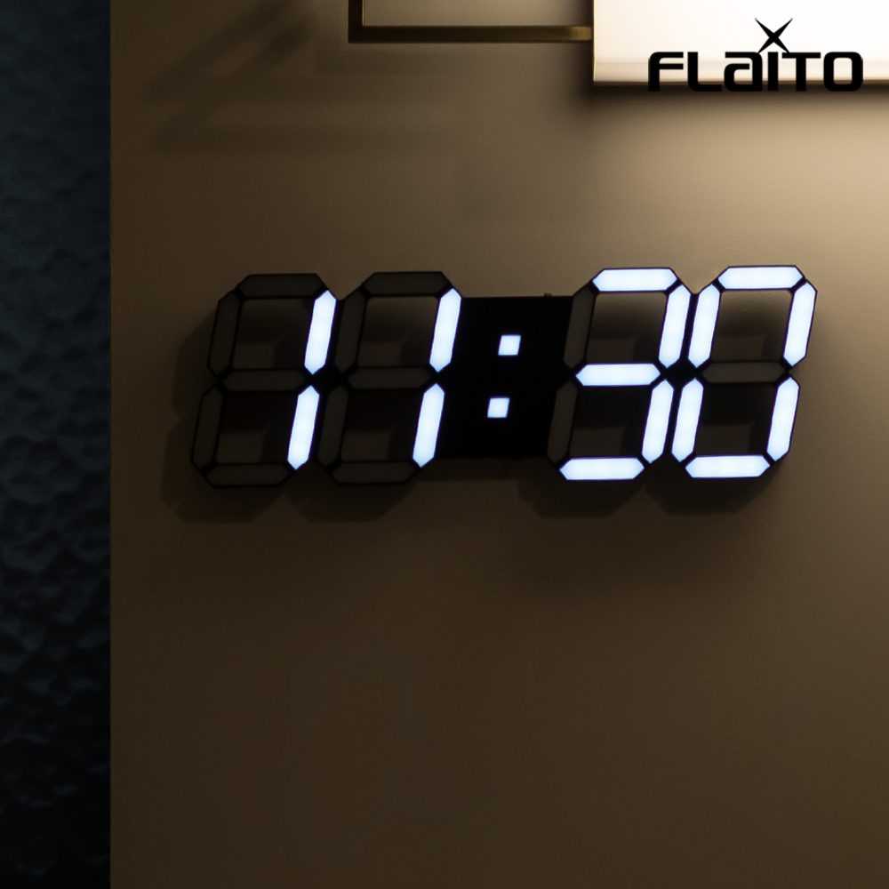국산 플라이토 3D LED 숫자 벽걸이 시계 38cm 삼성전구 - 상세 이미지 3