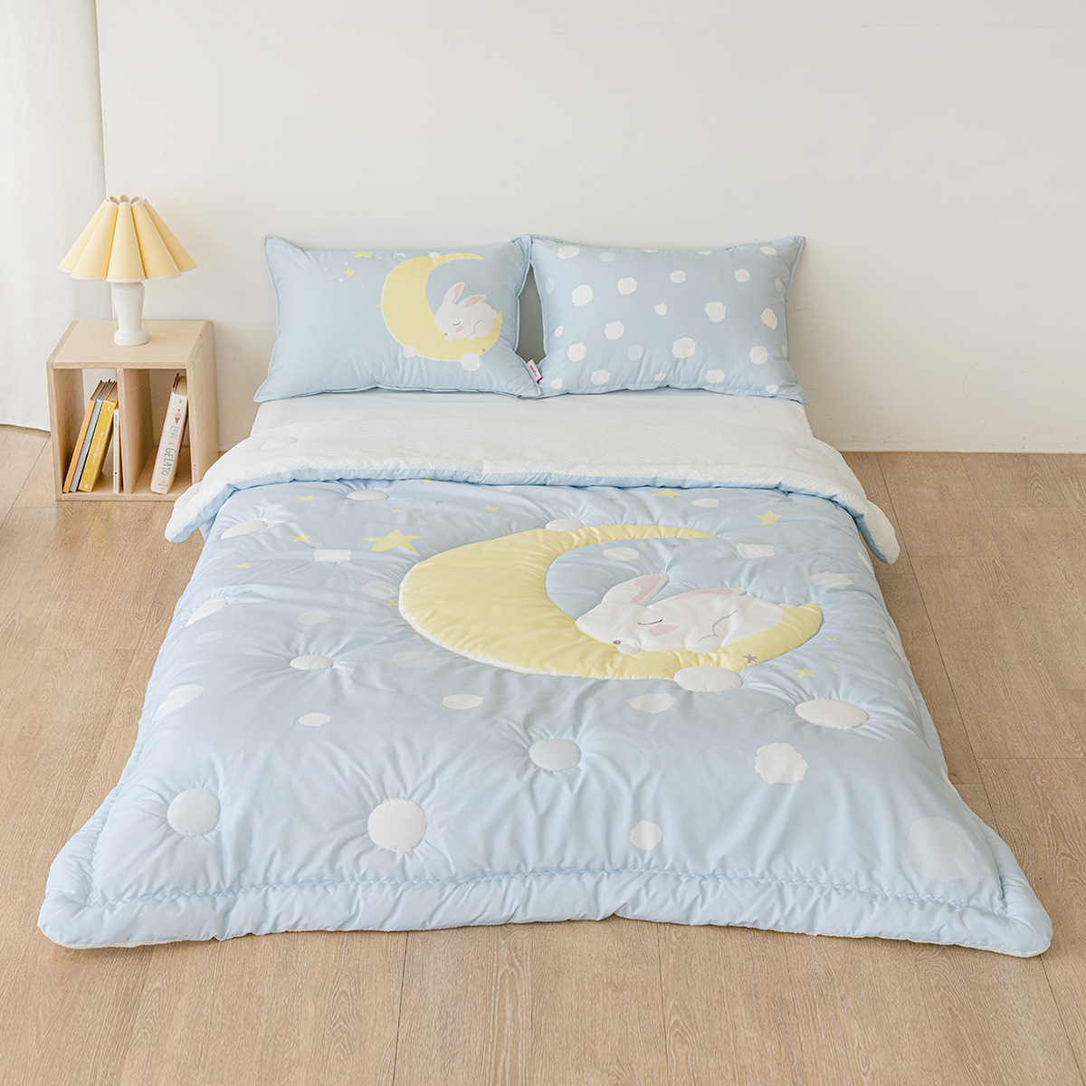 키즈 시어서커 쿨 냉감 에어컨 손자수 차렵 여름이불 베개세트 문라이트 (토끼), S.SS(싱글.슈퍼싱글겸용)