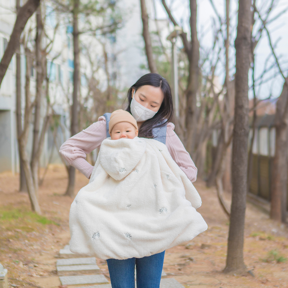 아가블랑 아기띠 워머 후드 망토 신생아 블랭킷 극세사 담요