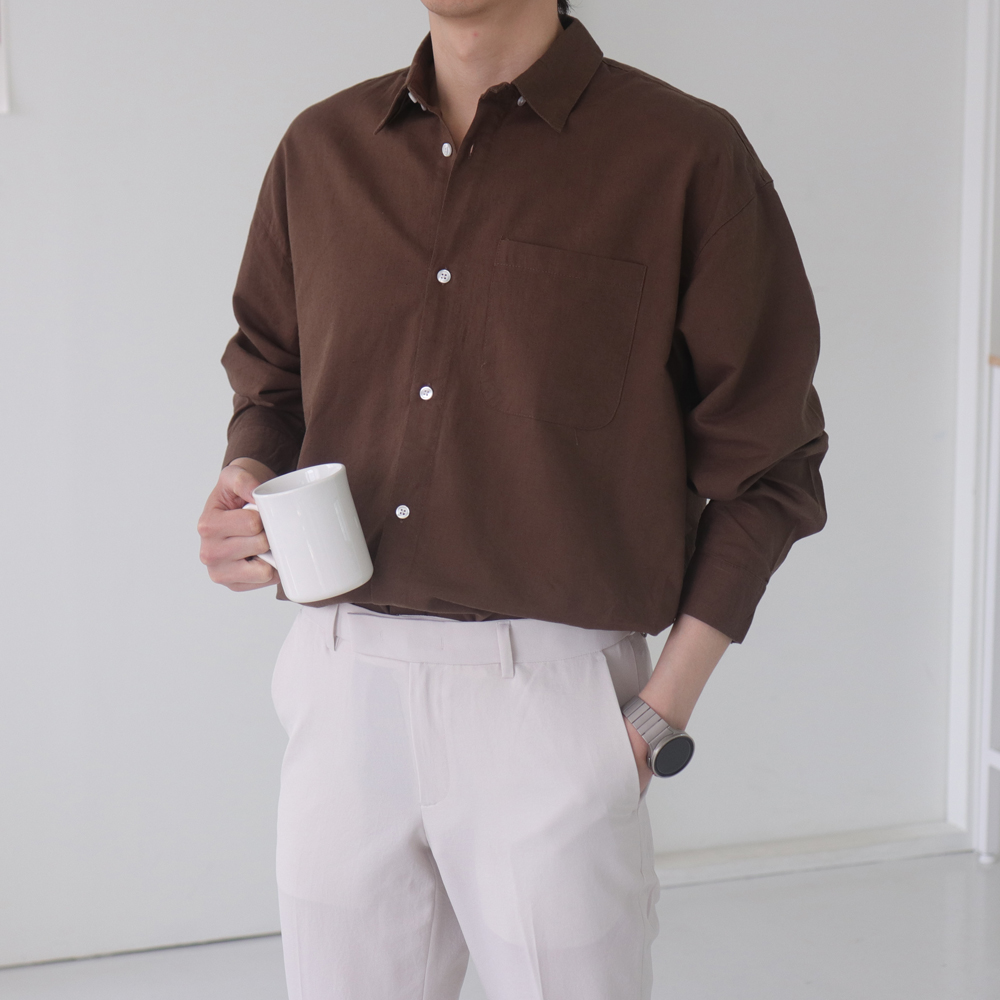 남자셔츠 오버핏 여름 쿨남방 남자린넨셔츠 - 상세 이미지 4