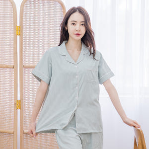 에이원 여자잠옷세트 체크 반팔 카라 파자마 홈웨어 착용 후기 | 사이즈/핏 총정리 - 상품 이미지 2
