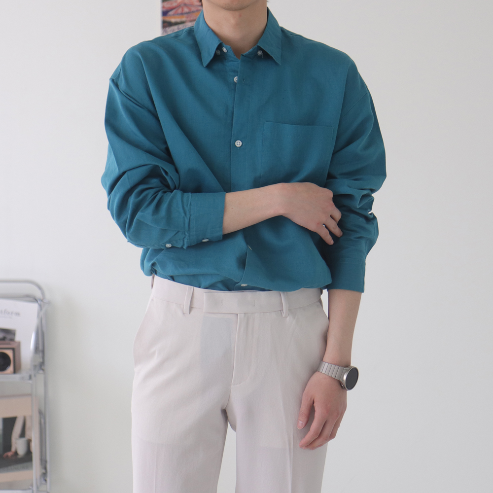 남자셔츠 오버핏 여름 쿨남방 남자린넨셔츠 - 상세 이미지 2