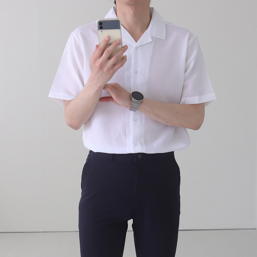 남자반팔셔츠 링클프리 오픈카라 커플남방 남자린넨셔츠 이미지 4