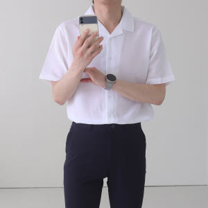 남자반팔셔츠 링클프리 오픈카라 커플남방 남자린넨셔츠 착용 후기 | 사이즈/핏 총정리 - 상품 이미지 4