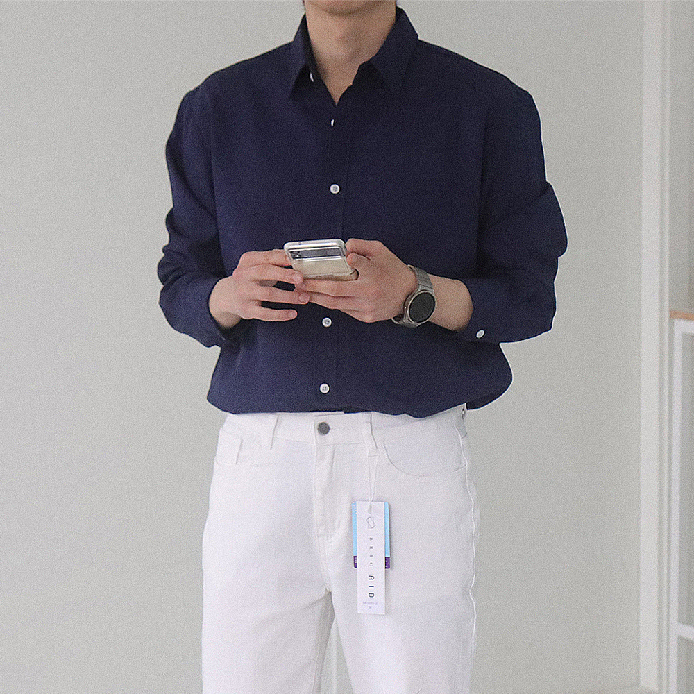 남자 셔츠 구김없는 링클프리 정장 남방 남자 와이 셔츠 - 상세 이미지 5