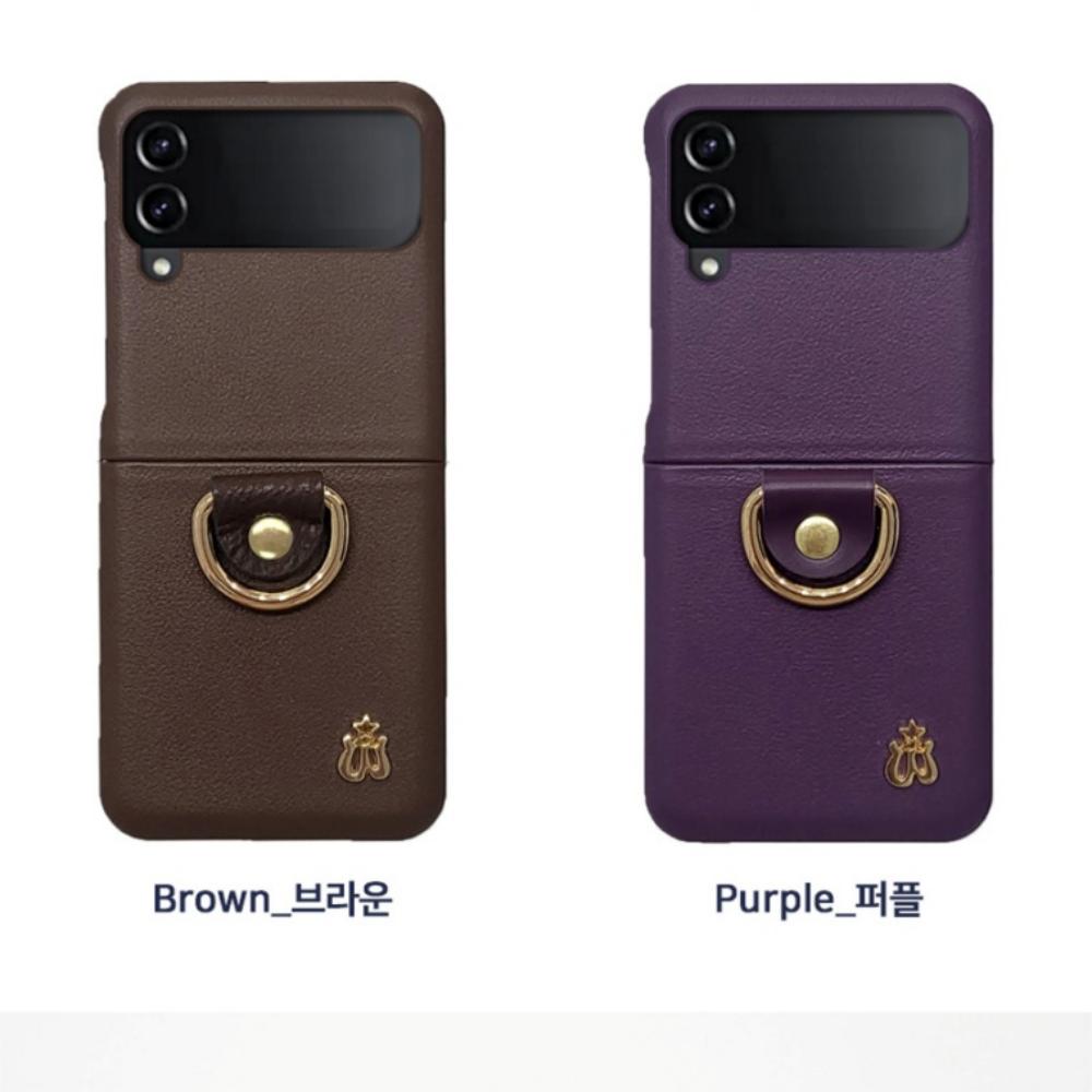갤럭시 Z플립3 링 케이스 천연가죽 로크 - 상세 이미지 2