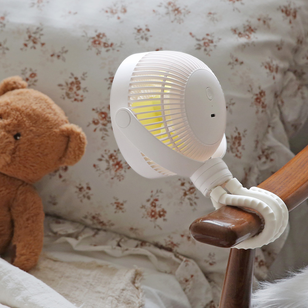 오아 무선 미니 휴대용 유모차 선풍기 플렉시블 거치대 문어발 저소음 선풍기