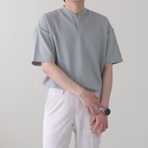남자반팔티 차이나카라 오버핏 구김없는 헨리넥반팔 착용 후기 | 사이즈/핏 총정리 - 상품 이미지 1
