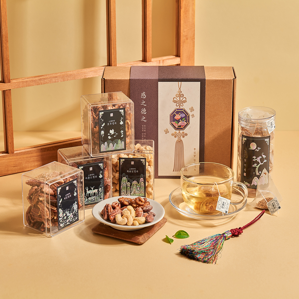 풍심당 감지덕지 무설탕 정과 선물세트 (스테비아 정과 4종, 현미차 20티백)