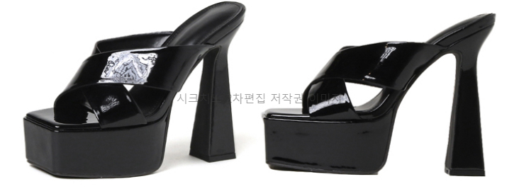 라프넬 15cm 에나멜 가보시 키높이 통굽 뮬 킬힐 샌들 4color 상세 이미지 38