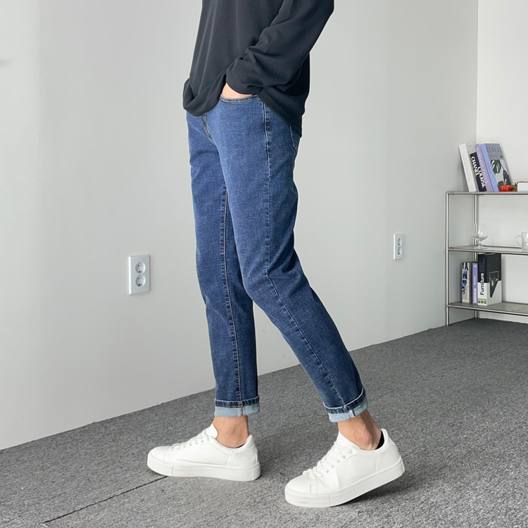 루벤 프리미엄 슬림 일자 속밴딩 스판 데님 빅사이즈 - 상세 이미지 5