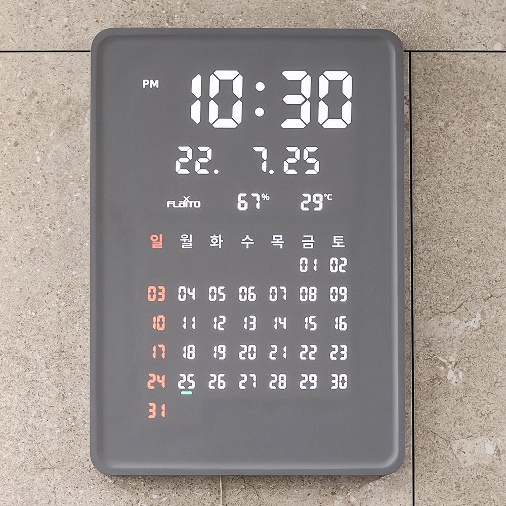 플라이토 그랜더 캘린더 전자달력 인테리어 LED 벽시계 35cm