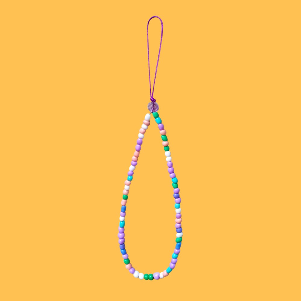 비즈스트랩 손목 핸드폰고리 줄 숏 퍼플