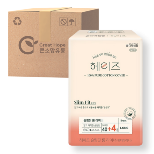 헤이즈 생리대 순면커버 슬림핏 롱라이너 10팩 (미래생활) : 큰소망유통