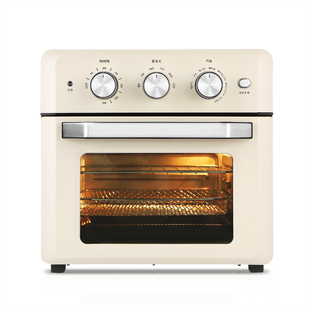 재원전자 레트로 대용량 18리터 오븐형 에어프라이어 로티세리 3년AS 간편세척 스텐바스켓