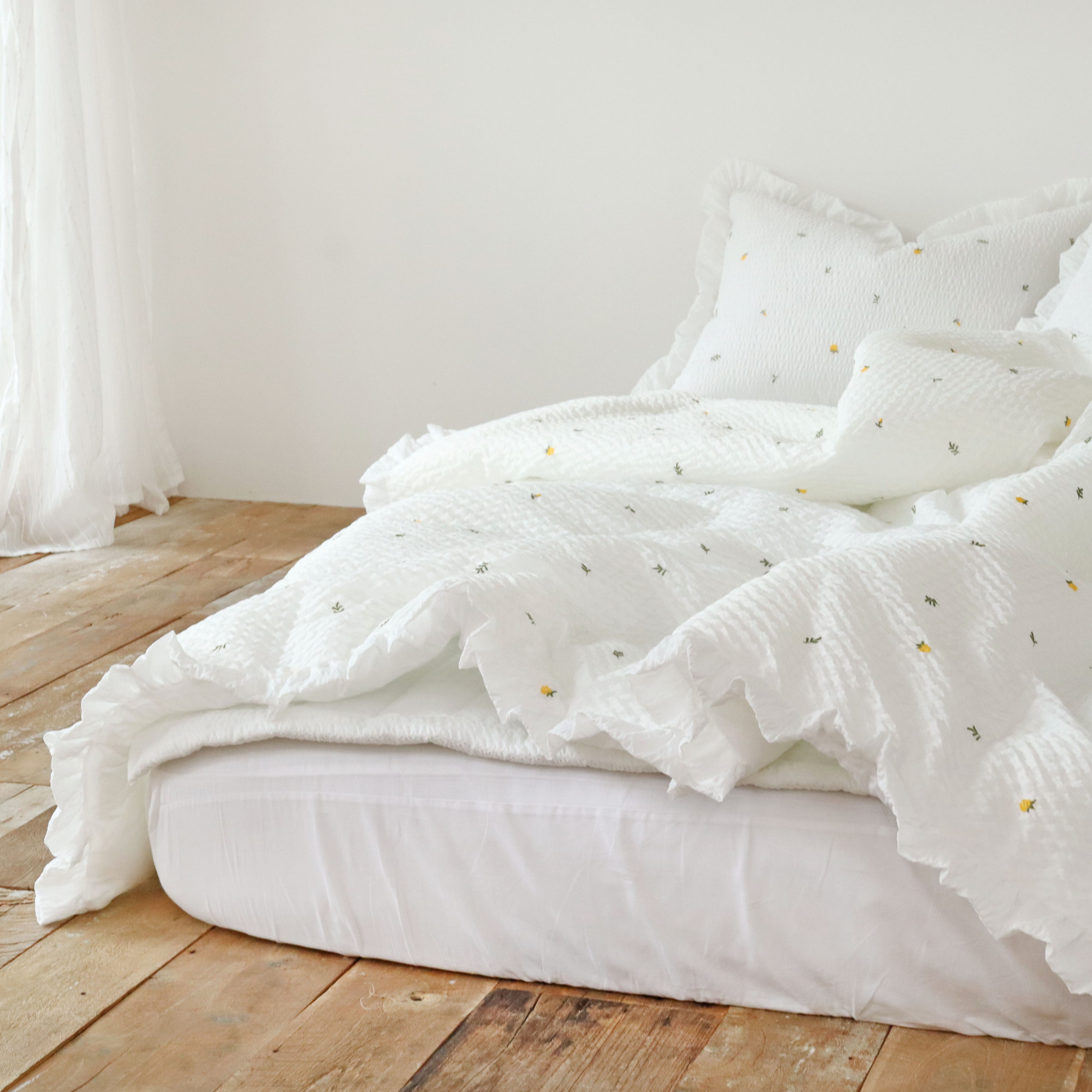 라비앙로즈 자수 에어워싱 시어서커 항균솜 여름 차렵 이불 SS