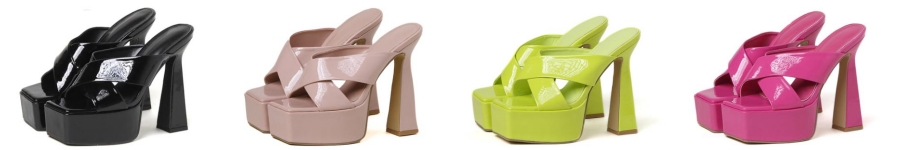 라프넬 15cm 에나멜 가보시 키높이 통굽 뮬 킬힐 샌들 4color 상세 이미지 1