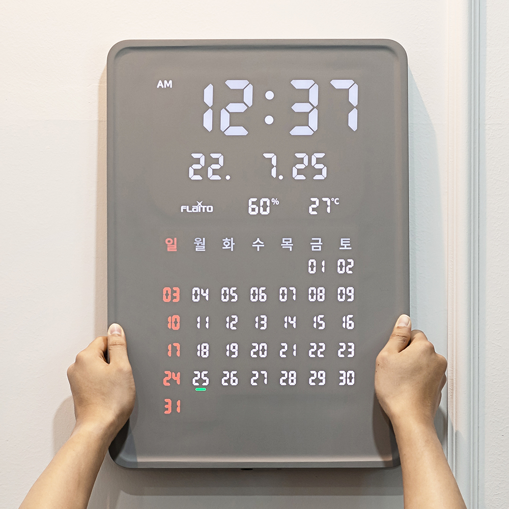 플라이토 그랜더 캘린더 전자달력 인테리어 LED 벽시계 35cm