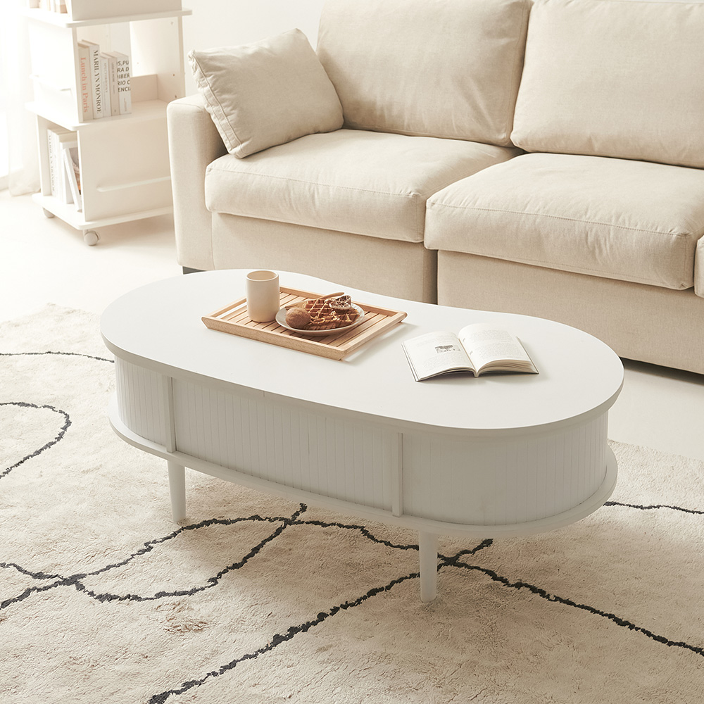 보루네오 화이트 원목 리프트업 거실 소파 테이블 1200 GNC001C