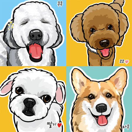 반려동물 초상화 강아지그림 반려견 반려묘 캐리커쳐 선물 아크릴액자 지클리 파인아트 프린트