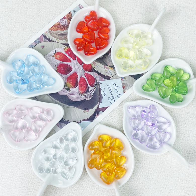 17X15mm 투명 컬러 하트 비즈(8개) - 상세 이미지 2