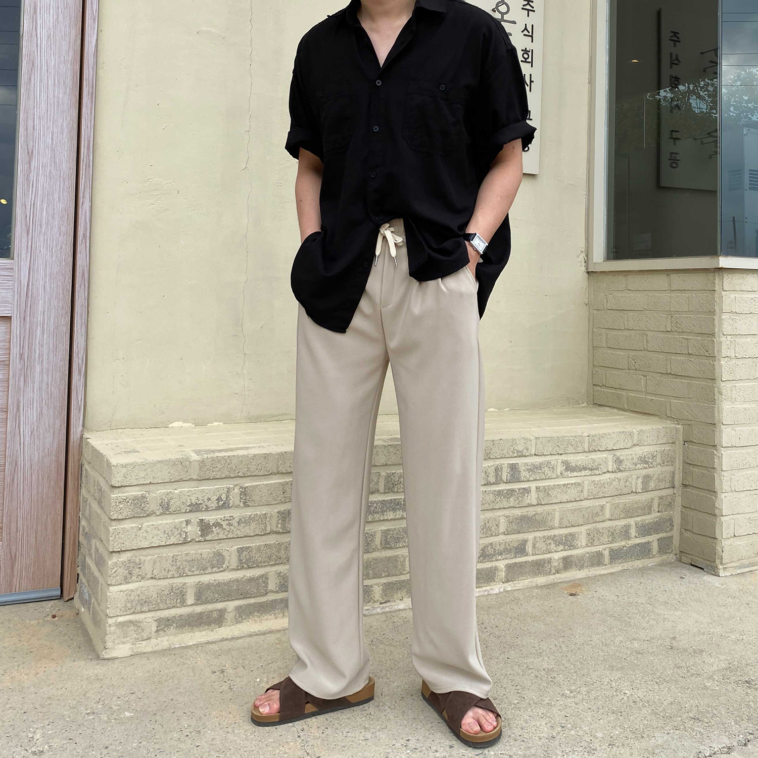 1+1 투턱슬랙스 벌룬팬츠 남자와이드팬츠 남자통바지 구김없는바지 - 상세 이미지 4